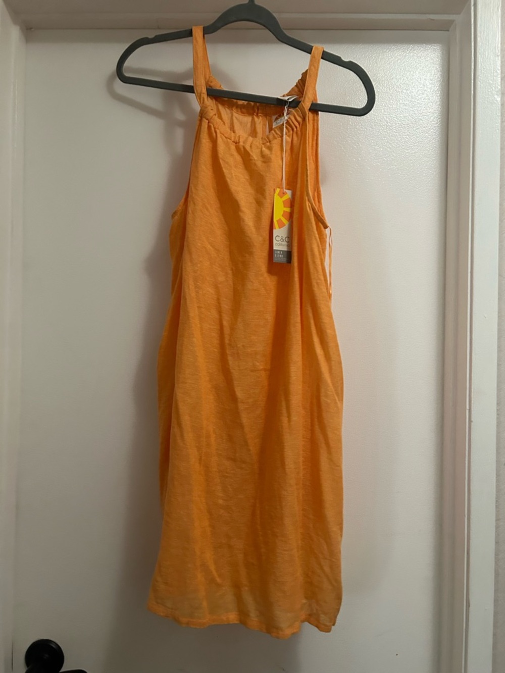C&C California Orange Sleeveless Linen Sundress